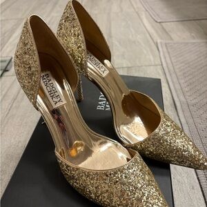 Badgley Mischka Sparkling Gold Heels